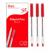 Pen 1.00mm Ballpoint Medium Red Stat (Pack of 12)